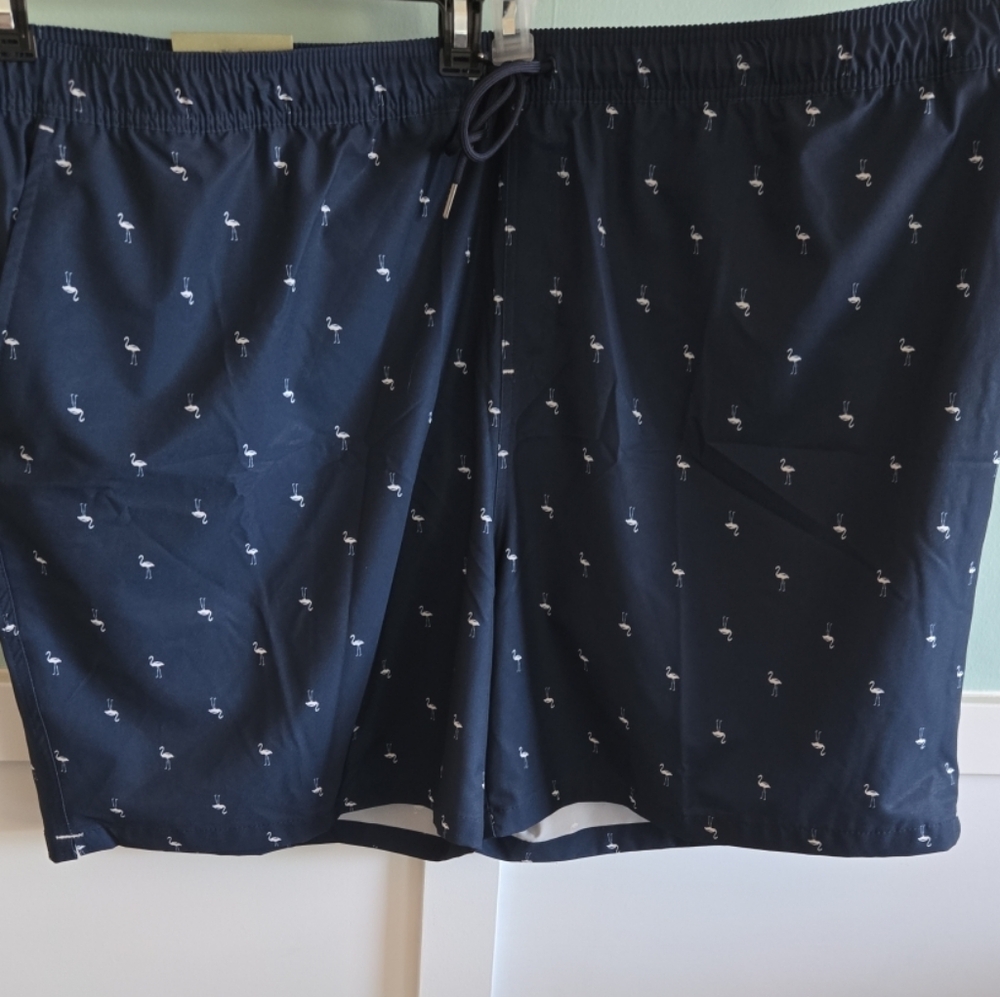 Goodfellow Swim Trunks Men's 4XL Blue Flamingo Print Quick Dry